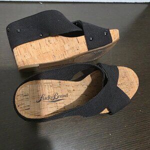 Lucky Brand Black Sandals Cork Wedge Platform US 6,5 M/ 36,5
